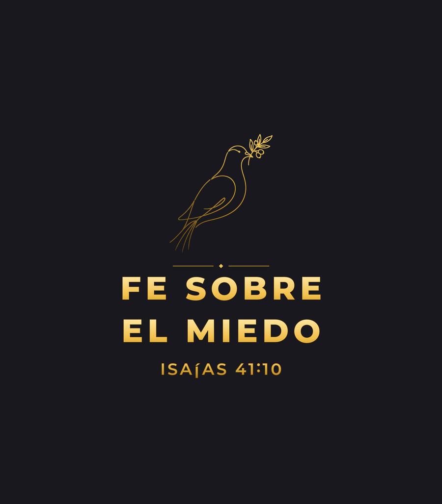 Diseño de sudadera: paloma con la frase Fe sobre el miedo, Isaías 41:10